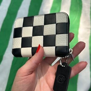 Coachtopia Zip Around Wallet In Upcrafted Checkerboard Leather